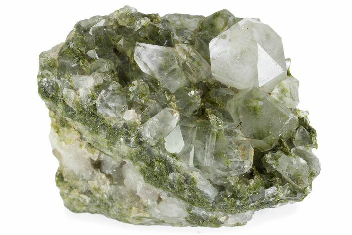 Quartz Crystals on Pistachio-Green Epidote - Turkey #371794